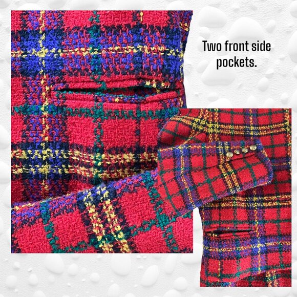 Ladies' Vibrant Heavy Weight Plaid Tweed 2-Piece Suit Fully Lined S/M - Picture 6 of 10
